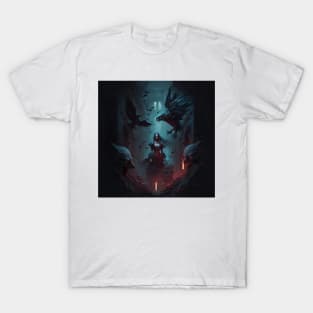 AI generated - dark fantasy with crows and a witch T-Shirt